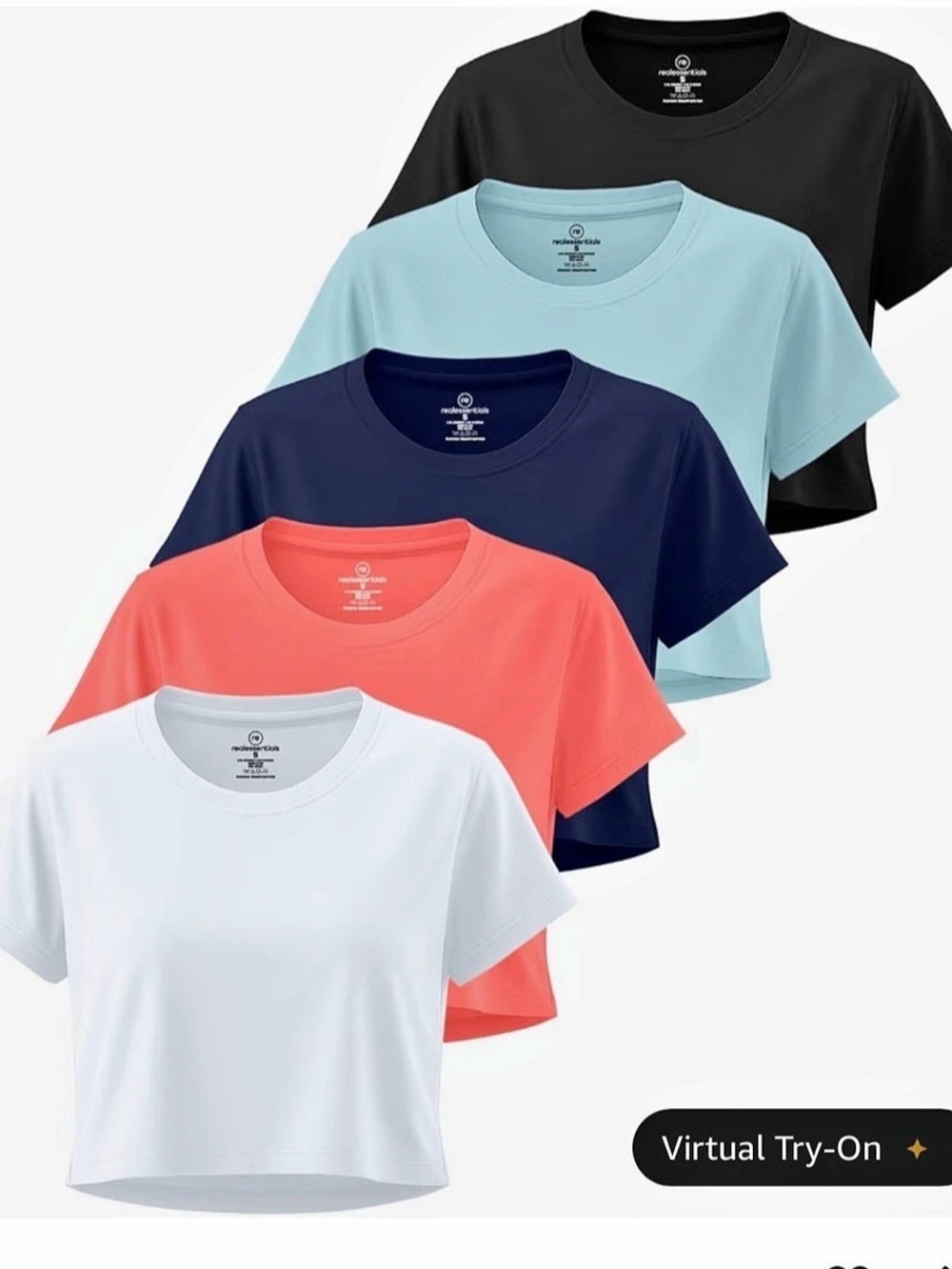Real Essentials Women's Dry Fit Crop Tops - Short Sleeve PACK OF FIVE